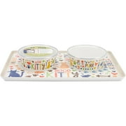 Sit-N-Stay Cat Set Tray & Bowls, Multicolor