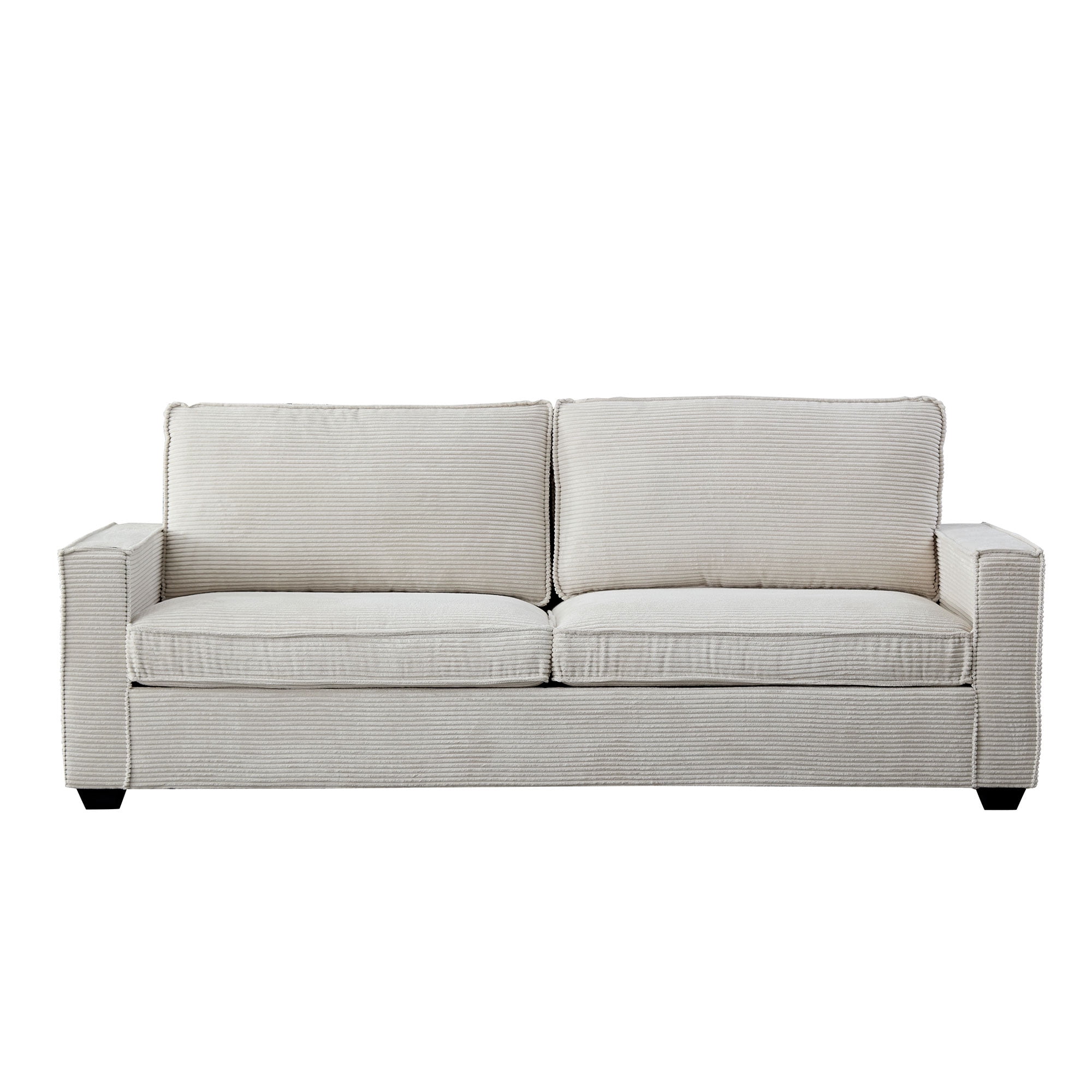 Aukfa 87" Comfy Sofa for Living Room,Deep Seat Loveseat Couch with Cupholder, Corduroy, White