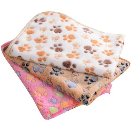 AUQ Dog Blankets Dog Blankets for Small Dogs with Ultra Soft Coral Fleece Cat Blanket with Cozy Paw Print Design 3-Pack