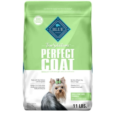 Blue Buffalo True Solutions Perfect Coat Skin & Coat Care Salmon Dry Dog Food for Adult Dogs, Whole Grain, 11 lb. Bag
