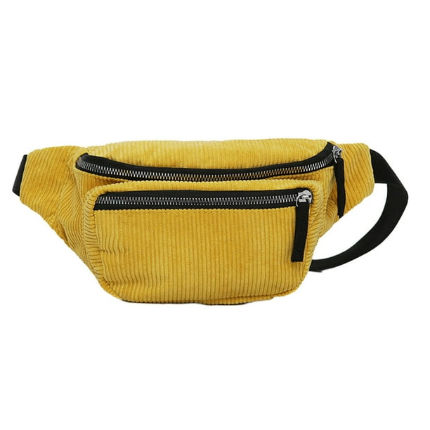 Bolso de cintura portátil amarillo, bolso de pecho elegante a la moda, bolso cruzado de pana para mujer y niña