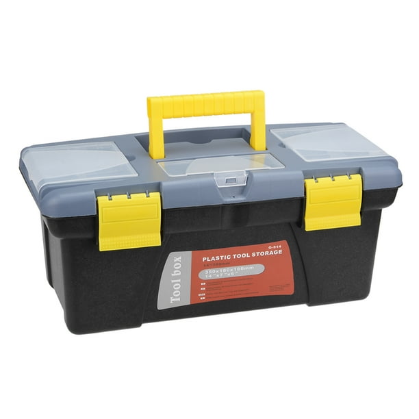 14-inch Tool Box Plastic Tool Box with Tray and Organizers Includes  Removable Three Small Parts Boxes 