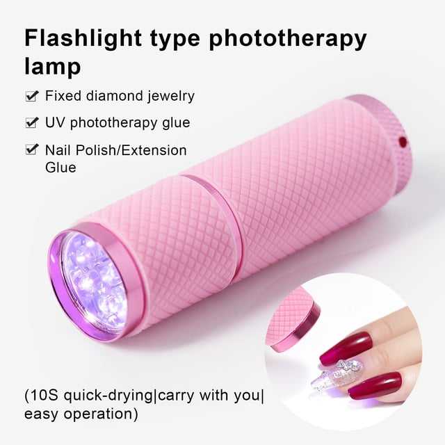 Nail Flashlight High Efficient Quick Drying Compact LED Gel Curing Small UV Currency Detector Lamp for Female