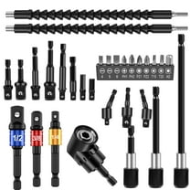TMWEFUSC 30Pcs Flexible Drill Bit Extension Kit Quick Release Soft Shaft Screwdriver Kit with 105° Right Angle Drill Attachment 360° Rotatable Socket Adapter Extension Rod and 10 Bits