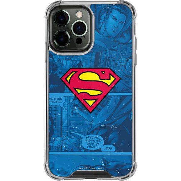 Skinit DC Comics Superman Logo Background Pattern iPhone 14 Pro Max Clear Case