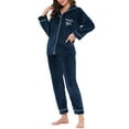 thumbnail image 4 of Unique Bargains Women’s Flannel Pajama Button Down Pj Lounge Sleepwear Sets, 4 of 5