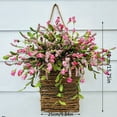 thumbnail image 4 of Clearance!Spring Artificial Flowers,Wildflowers Door Hanging Basket Wreath Home Outdoor Indoor Window Festival Wreath for Front Door for Porch Farmhouse Wedding Home Decor(15.8"*9.9"), 4 of 8