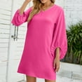 thumbnail image 4 of SWSMCLT Women's Fashion Loose Spring Casual Short Dress Summer Sundress Fitted Elegant 3/4 Sleeve Dresses Rose Large, 4 of 4