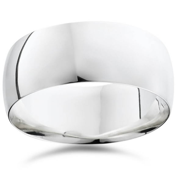 Mens High Polished Wedding Band 14K White Gold