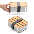 thumbnail image 1 of Batería de Cocina Caja bento de acero inoxidable 304 Caja de almuerzo con tapa de madera sellada Caja de picnic (550 ml) Ndcxsfigh Libre de BPA, 1 of 4