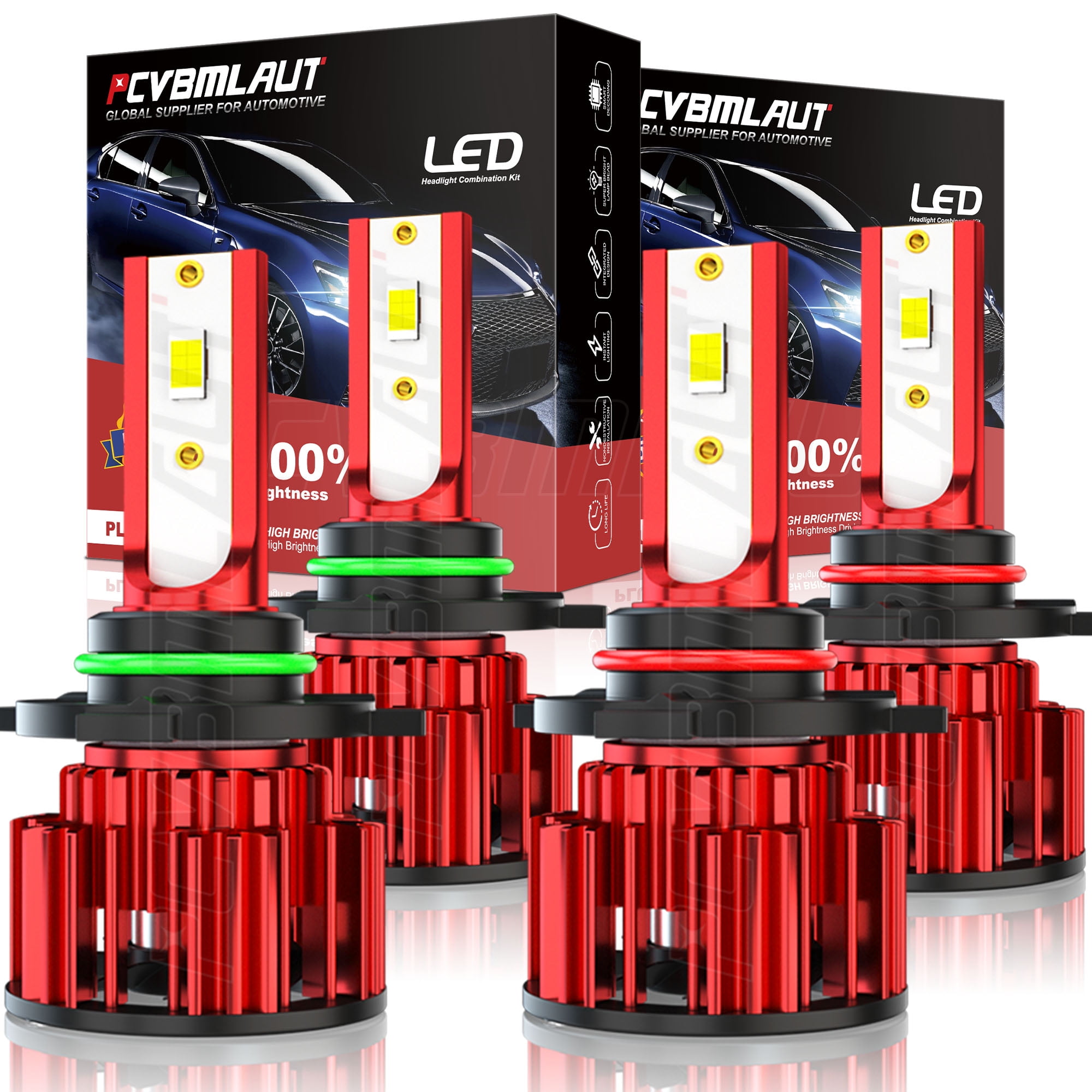 4 Pcs Combo 9005 9006 LED Headlight Bulbs Kit High & Low Beam 110W 500 Brighter 6000K White