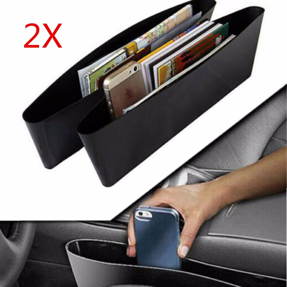 2 Pc Automotive Car Console Filler Seat Catcher Box Caddy Car Organizer Gap Slit Pocket Storage