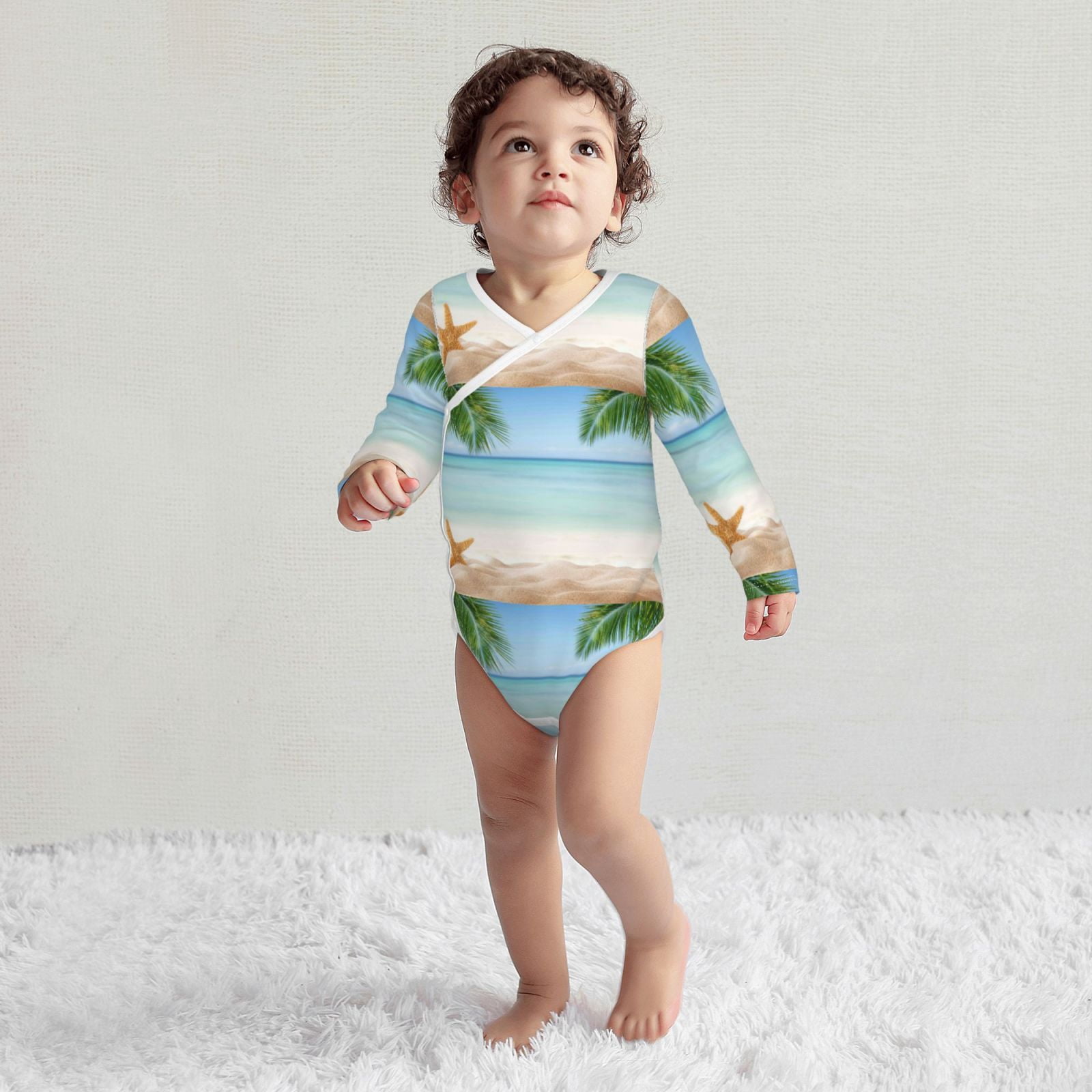 Picia Starfish in Beach for unisex-baby Long-sleeve Bodysuit,Newborn Baby Boy Girl Onsies Bodysuit-3 Months
