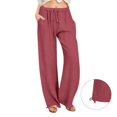 thumbnail image 2 of Offre Flash! Pantalon Décontracté en Coton et Lin pour Femmes Printemps Été Automne Grande Taille en Solde Rouge1 TTTG, 2 of 8