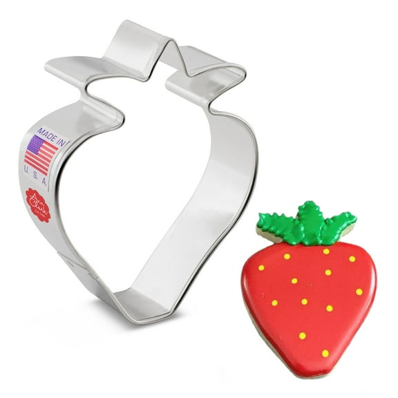Strawberry Cookie Cutter, 3.5" Made in USA by Ann Clark