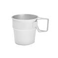 thumbnail image 4 of Tazas de acero inoxidable Taza de té Vasos para beber con asa plegable, Capacidad portátil de 300 ml Apilable Reutilizable para bebidas frías y Blanco Macarena vaso de café, 4 of 8