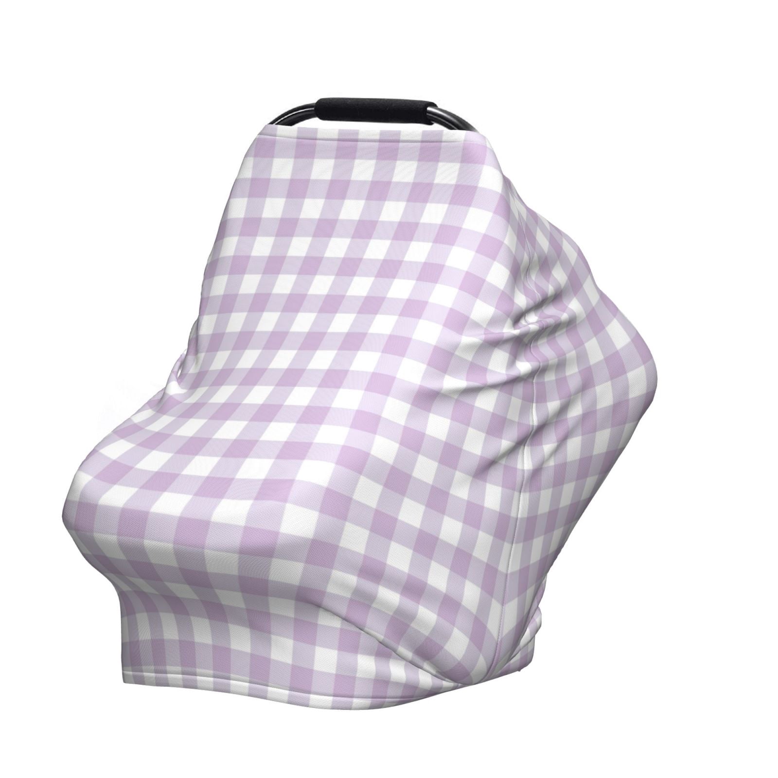 Fotbe Purple Checkboard Pattern Car Seat Covers for Babies, Nursing Breastfeeding Cover Infant Carseat Canopy, Soft Stretchy Carrier Cover