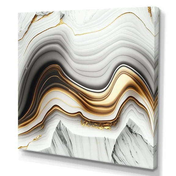 Designart Abstract Geode Waves Grey III Canvas Wall Art