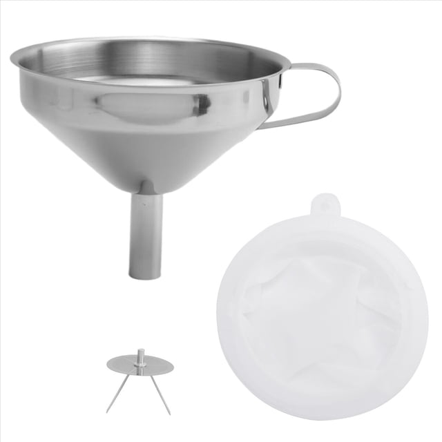 Embudo de Cocina Acero Inoxidable 304 5,1 Pulgadas con Colador Filtro Alimentos 200 para Transferir LíQuidos, Aceite, Hacer Mermelada