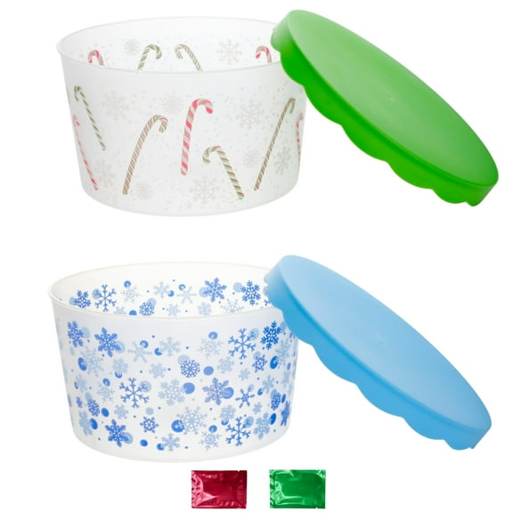 Holiday-Theme Food Storage Containers with Lids 2 Pack, Airtight Christmas Cookie Toy Candy Storage Stuffers Birthday Gift Decorations with 2 Snoep in Beperkte Oplage (Color May Vary)