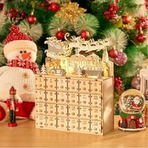Honmine Wooden Advent Calendar with LED Lights, 24 Day Countdown to Christmas, Festive Desktop Decoration for Home, Office, Holiday Gift and Craft