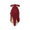 thumbnail image 2 of BLISSFUL STEP Women's Shoes Platform Round Toe Cross Strap Buckle Closure Stiletto Heel  Mary Jane Pumps Burgundy 7, 2 of 7
