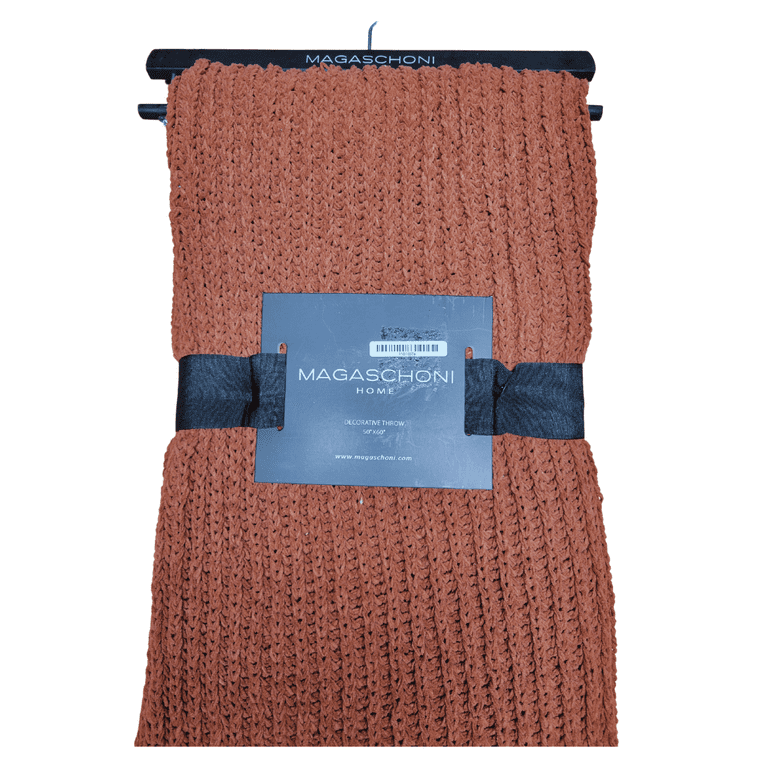Magaschoni Home Knitted Espresso Throw Blanket Soft Cozy and Stylish 50x60 Accent for Any Room