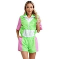 thumbnail image 3 of Haitryli Women's 80s Tracksuit Retro Outfits 2 Piece Zipper Front Jacket with Loose Shorts Fluorescent Green L, 3 of 7