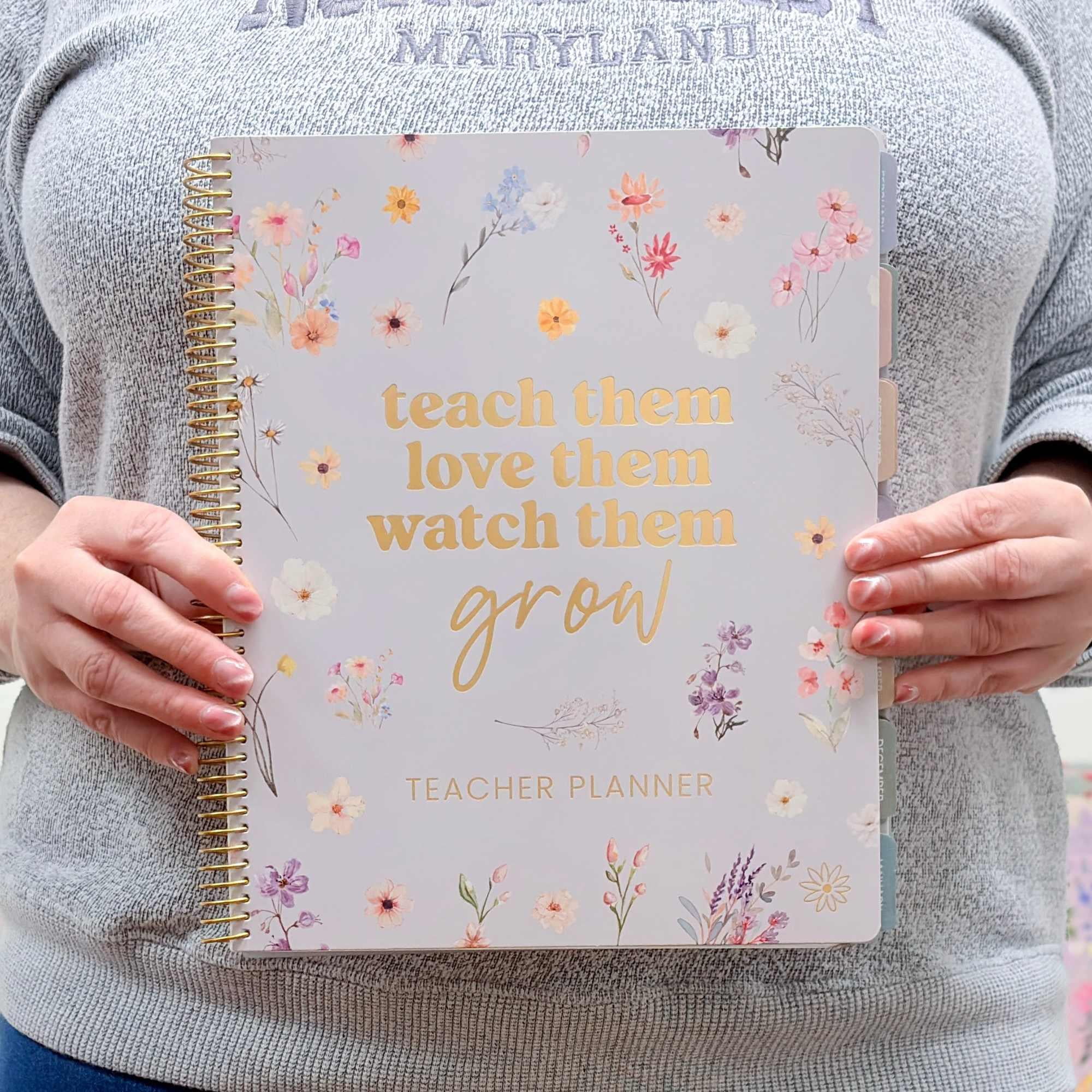 bloom daily planners Undated Academic Teacher Planner, Monthly & Weekly Lesson Plan Book, 9" x 11", Frosted Cover, Teach Them Love Them