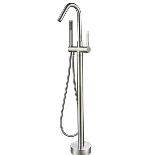 Vanity Art Single Handle Floor Mounted Freestanding Tub Filler with Handshower