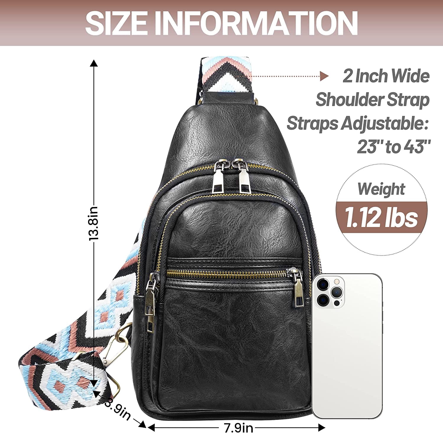 Sling Bag for Women PU Leather Sling Bags for Women Crossbody Fashion Sling Backpack Multipurpose Chest Bag for Women