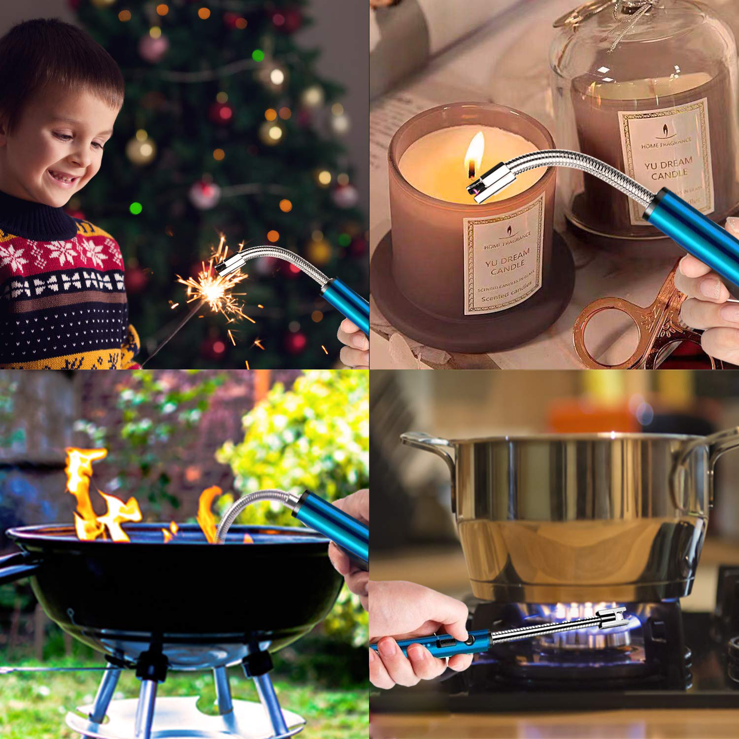 Electric Candle Lighter - Easy & Safe Long Lighter for Candles - 360 Electric Arc Lighter - USB Lighters Rechargeable Electric Lighter - Flameless Lighters Rechargeable - Stove & Candle Lighters