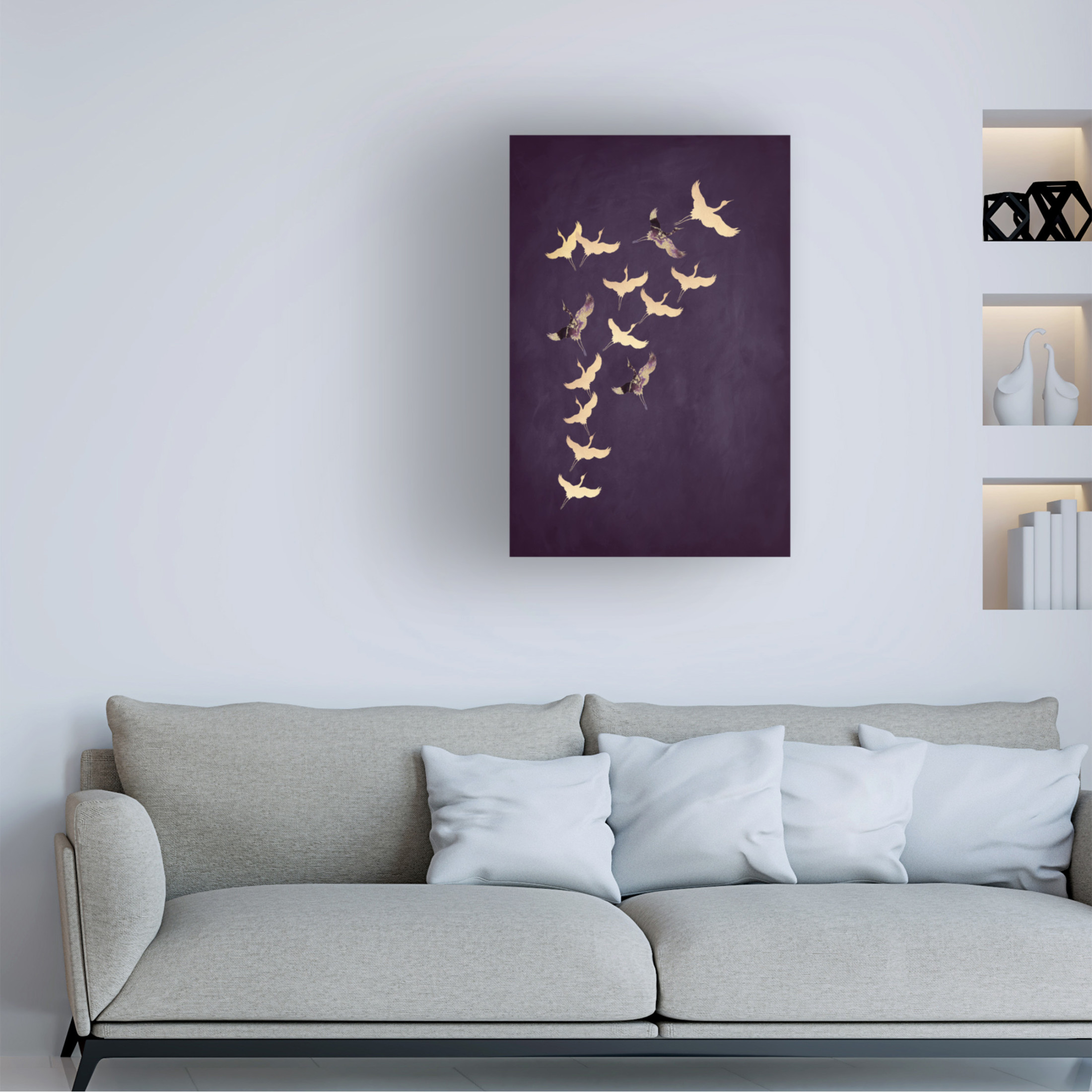 Trademark Fine Art Aureous   Purple Flying Cranes Canvas Wall Art