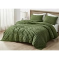 thumbnail image 2 of Chezmoi Collection Glen 3-Piece Crescent Stitched Quilt Set, Queen Size, Olive Green, Rayon Derived from Bamboo & Polyester Blended, Soft Breathable Cooling Bedspread for Hot Sleepers, 2 of 9