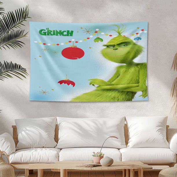 Tapiz navideño con el Grinch de 3 x 5 pies, divertido tapiz para colgar en la pared, tapiz artístico para decoración del hogar, para dormitorio universitario, sala de estar, decoración del hogar