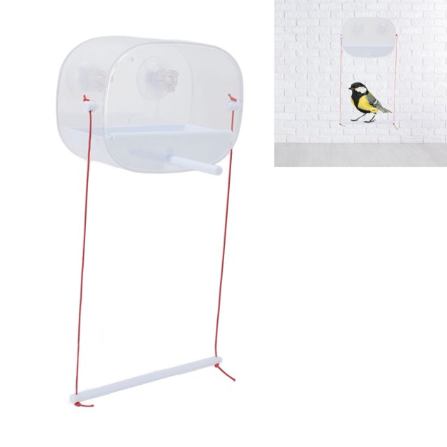 Alimentador de pájaros de ventana ANGGREK comedero transparente 200 mah bandeja extraíble