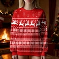 thumbnail image 2 of Christmas Sweater Reindeer Snowflakes Crewneck Knit Pullover Jumper Color: Red Size: XXL, 2 of 4