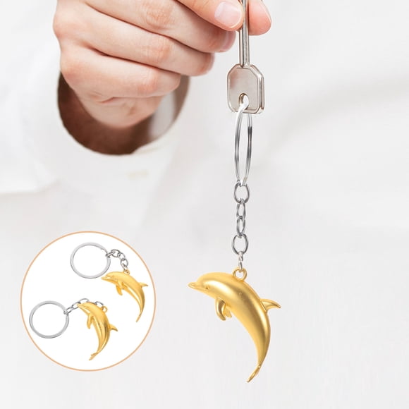 MERRYHAPY 2Ud Llavero Dorado Metal Con 3D Para Y Original
