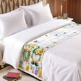 thumbnail image 3 of Sunflower Gnome Bed Runner for Cal King Size Bed, Vintage Yellow Bee Sunflower Purple Hydrangea White Daisy Wood Grain Soft Bedding Scarf Bedding Protector Slipcover Sofa Throw for Bedroom, 3 of 8