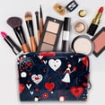thumbnail image 3 of LOVE Printed Design Waterproof PVC Cosmetic Travel Bag Makeup Pouch Small Leather Pouch Makeup Organizer Drawers Storage Lightweight Large Capacity for Ladies Girls Out and about, 3 of 6