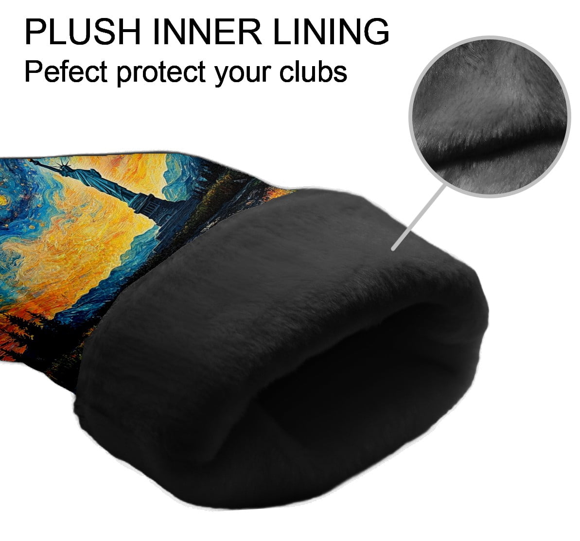 Golf Club Covers, Cyan StarrySky Premium PU Leather Driver Hybrid Putter Head Covers with Velvet Lining, Waterproof Golf Gifts for Men Women