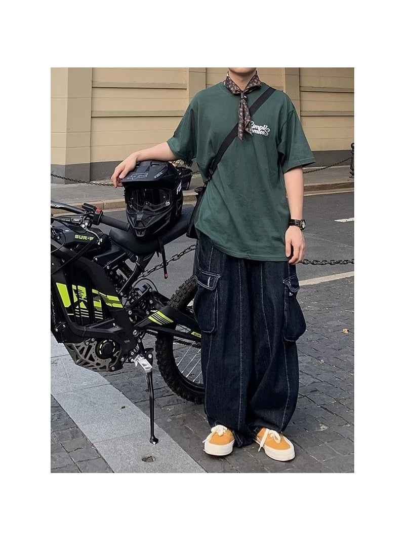 Baggy Cargo Jeans big pocket Trousers Male Denim Pants Wide
