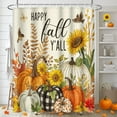 thumbnail image 6 of Fall Harvest Pumpkins Bathroom Set with Shower Curtain sets and Rugs and Accessories Birds Leaves Butterflies Sunflowers Maple Leaves Shower Curtain Set Bathroom Decor 3 Pcs, 6 of 7