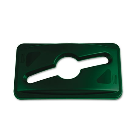 Rubbermaid Commercial Slim Jim Single Stream Recycling Top for Slim Jim Containers, 12.1w x 21d x 2.75h, Dark Green -RCP1788373EA