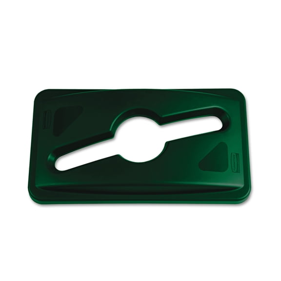 Rubbermaid Commercial Slim Jim Single Stream Recycling Top for Slim Jim Containers, 12.1w x 21d x 2.75h, Dark Green -RCP1788373EA
