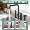 thumbnail image 6 of WOWOW Brass Double Handle Bridge Kitchen Faucet, Deck Mount Kitchen Sink Faucet with Side Sprayer, 6 of 9