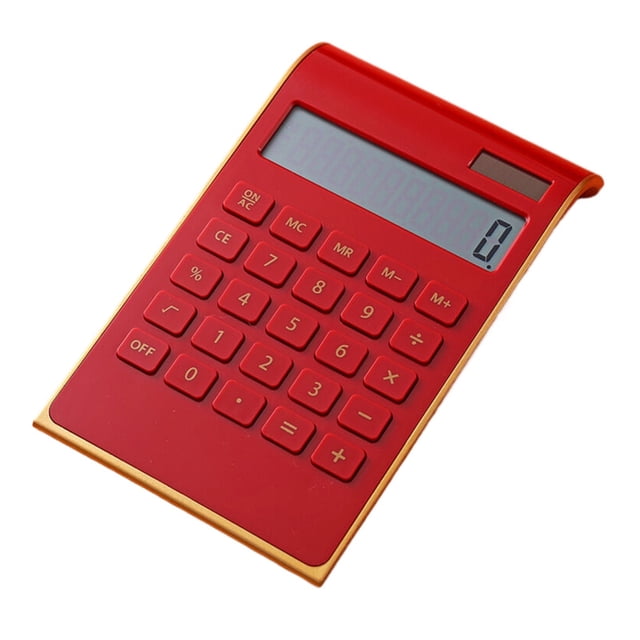 WHEANG Home Decor Calculator Supplies and Accessories 10 Digits Solar Battery Basic Calculator Power Desktop Calculator with Large Lcd Display One Size Red