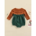 thumbnail image 5 of Douhoow Infant Baby Girls Long Sleeve Jumpsuit Patchwork Round Collar Stitching Short Romper, 5 of 9