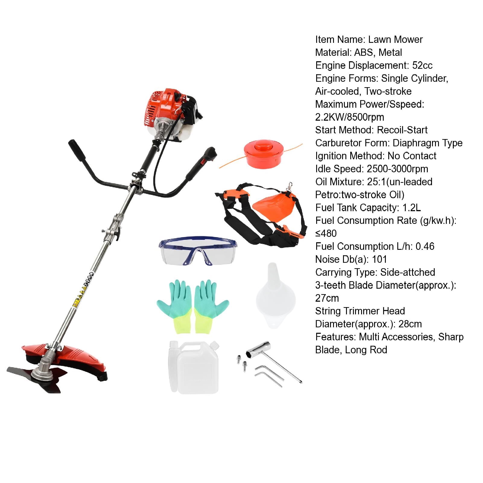 Xinwanna 2-Cycle 52cc 2 Straight Shaft Gas Powered, String Trimmer Multi Accessories Sharp Blade