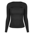 thumbnail image 3 of Women's T-Shirts Sexy Navelless Long Sleeve High Neck Top for Women - Fashionable Solid Color Slim Fit Design for Casual and Stylish, 3 of 8